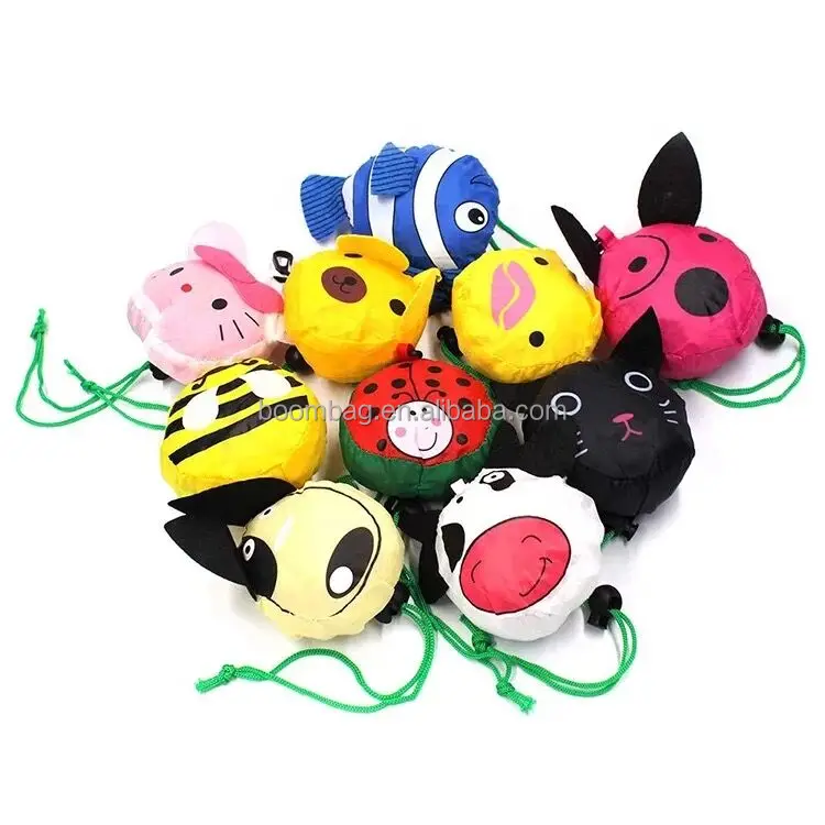 Polyester Reusable Animal Portable Eco Novelty Cow + Nemo Fish + Cat + Bee + Dog Shape Foldable Shopping Bag