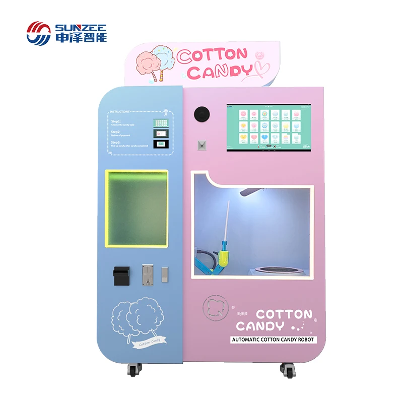 Support Multi-language Electric Commercialautomatic Vend Machine Cotton Candy