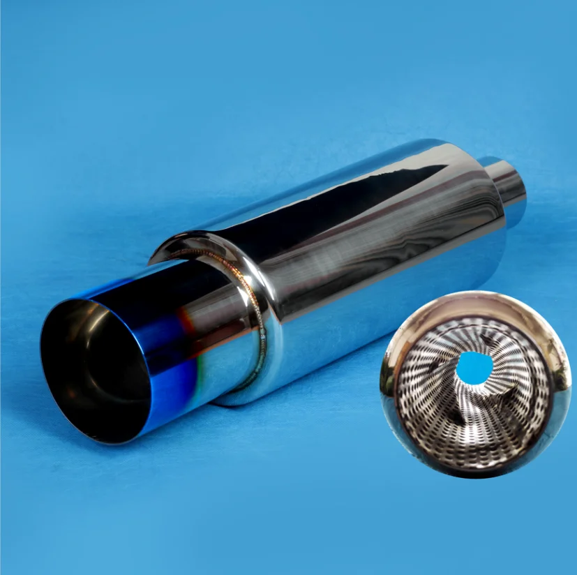 114mm Car stainless steel modified blue plated scroll hilux exhaust pipe ford ranger exhaust pipes muffler car