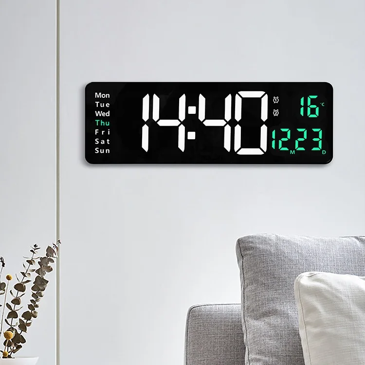Multifunctional Colorful LED Wall Clock Remote Control Digital Countdown Timer Temperature Week and Calendar Display Clock