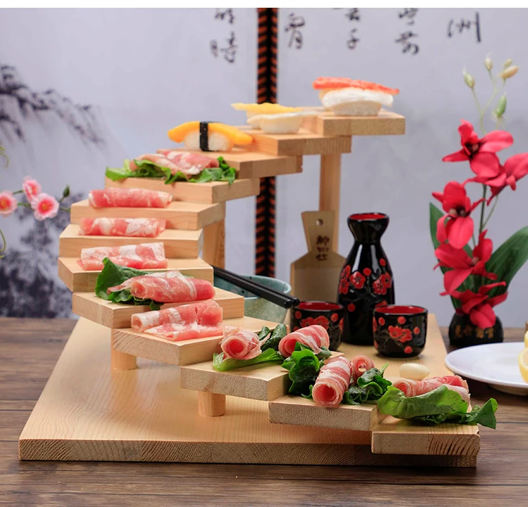 Japanese cuisine twelve steps sushi plate wooden barbecue hotpot tableware Yakiniku setting plate