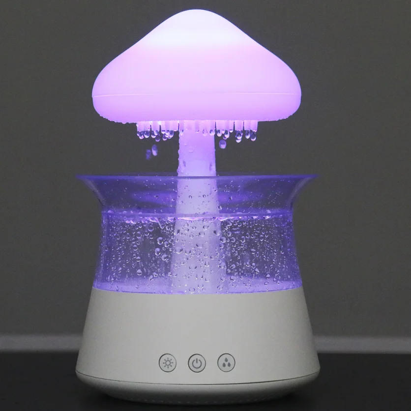 wholesale factory price colorful LED night light 300ml white noise water drop rain cloud humidifier mushroom lamp for bedroom
