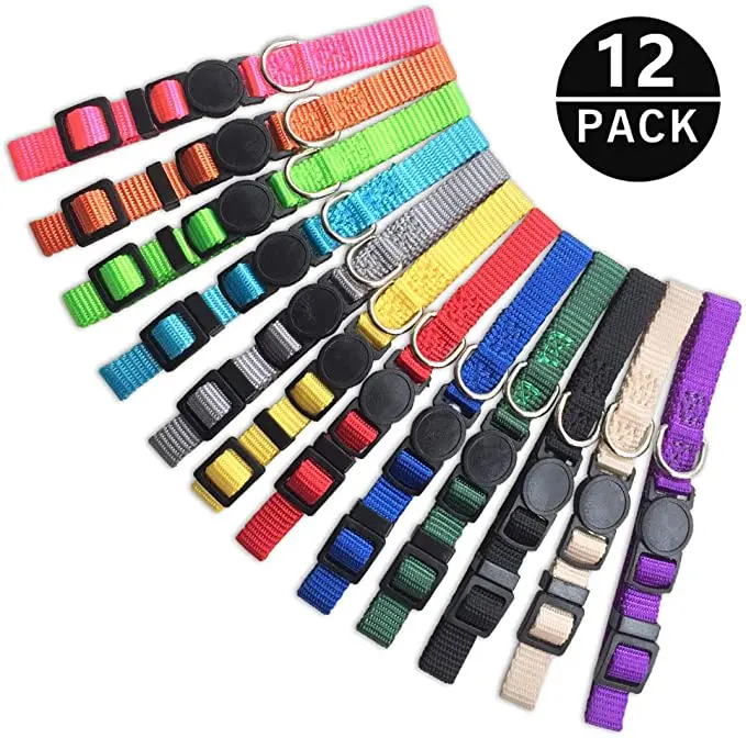 
Customized Soft Polyester Adjustable Breakaway Safety Rubber Logo Collars for Small Dog 