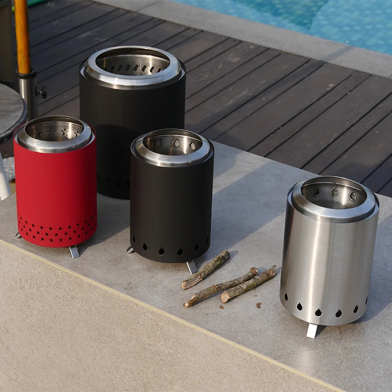 Stainless Steel Table Fire Pit Firewood Pot Stove Smokeless Fire Pit Firewood Stove