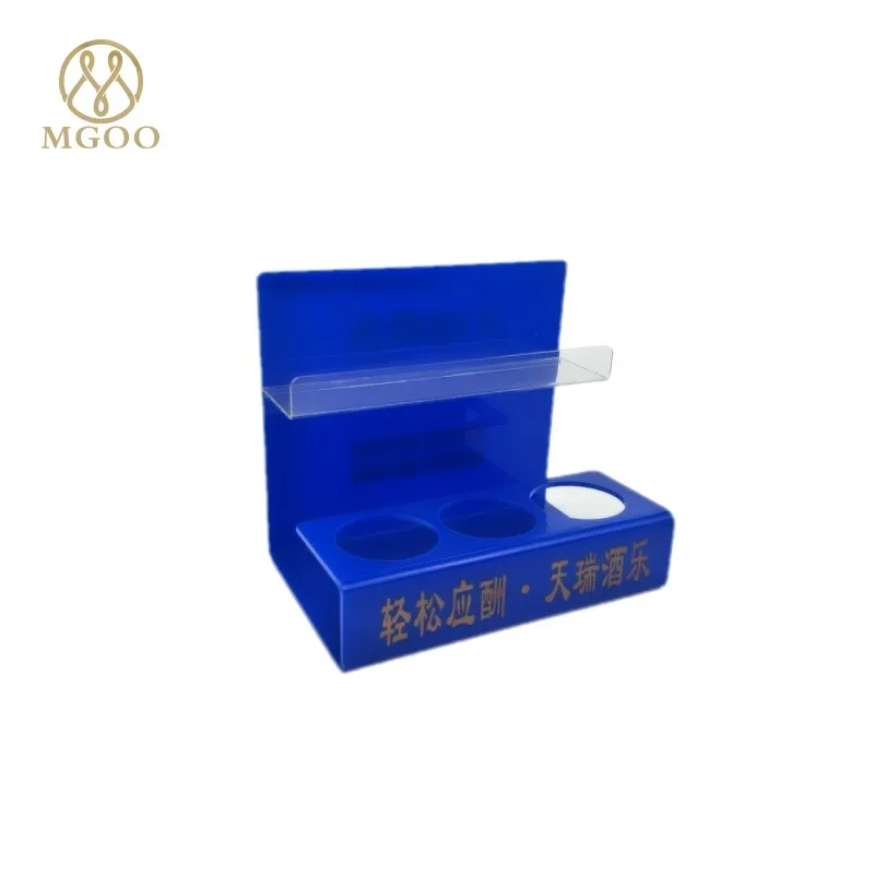Custom  Countertop 3 Bottles Acrylic Beverages Drink Display Stand