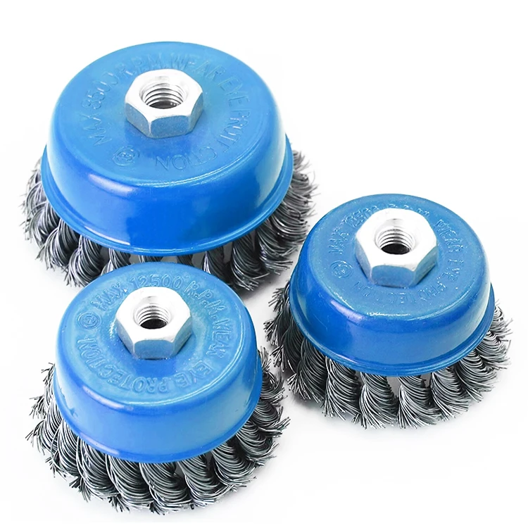 Twisted knot steel wire cup brush crimped wire cup Brush for grinder Industry clean