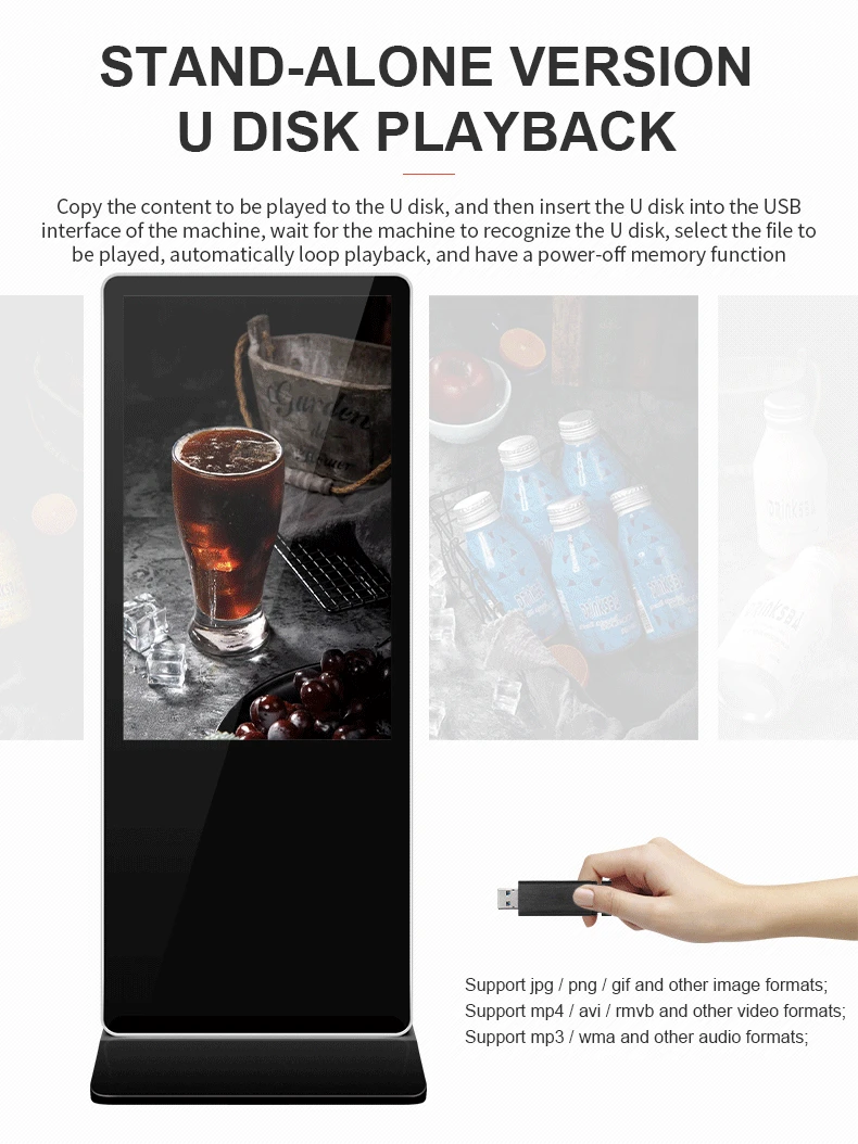 advertising player 4K LCD floor standing digital signage display 43 49 50 55 65 inch touch screen digital signage and displays