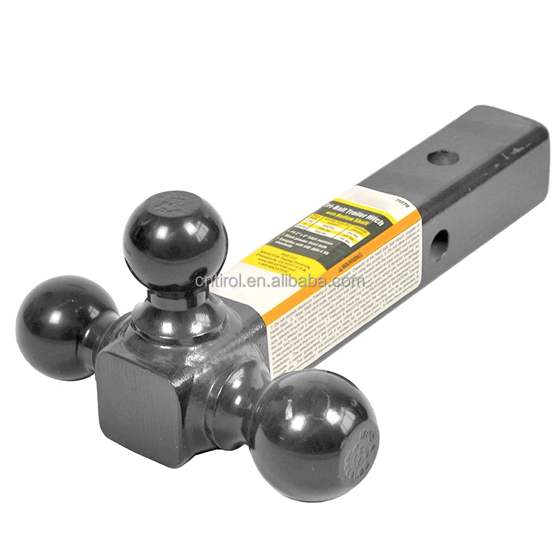 TIROL 10000LBS Regular Heavy Duty Black Silver Hollow Shaft Triple Tow Ball Trailer Hitch Ball Mount