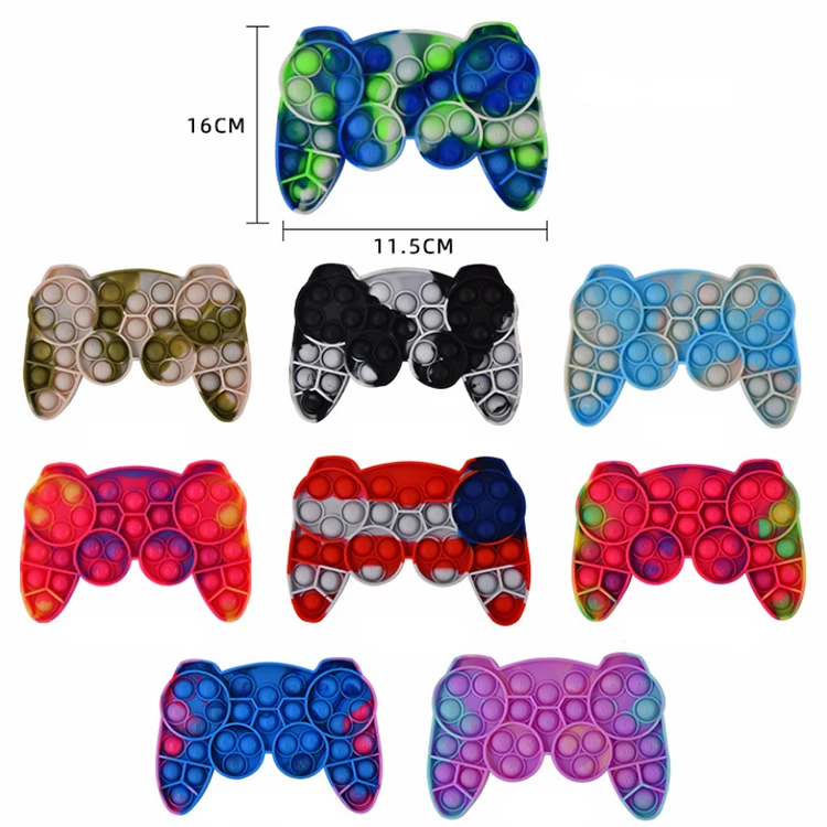 New Arrived Funny Beauty Tie Dye Color Silicone Squishy Stress Reliever Gamepad Sensory Joystick Push It Bubble Fidget Toys