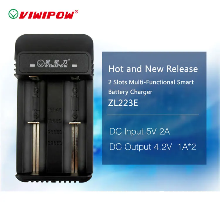 2 slots USB 18650 charger intelligent  battery charger for lithium batteries with LED display