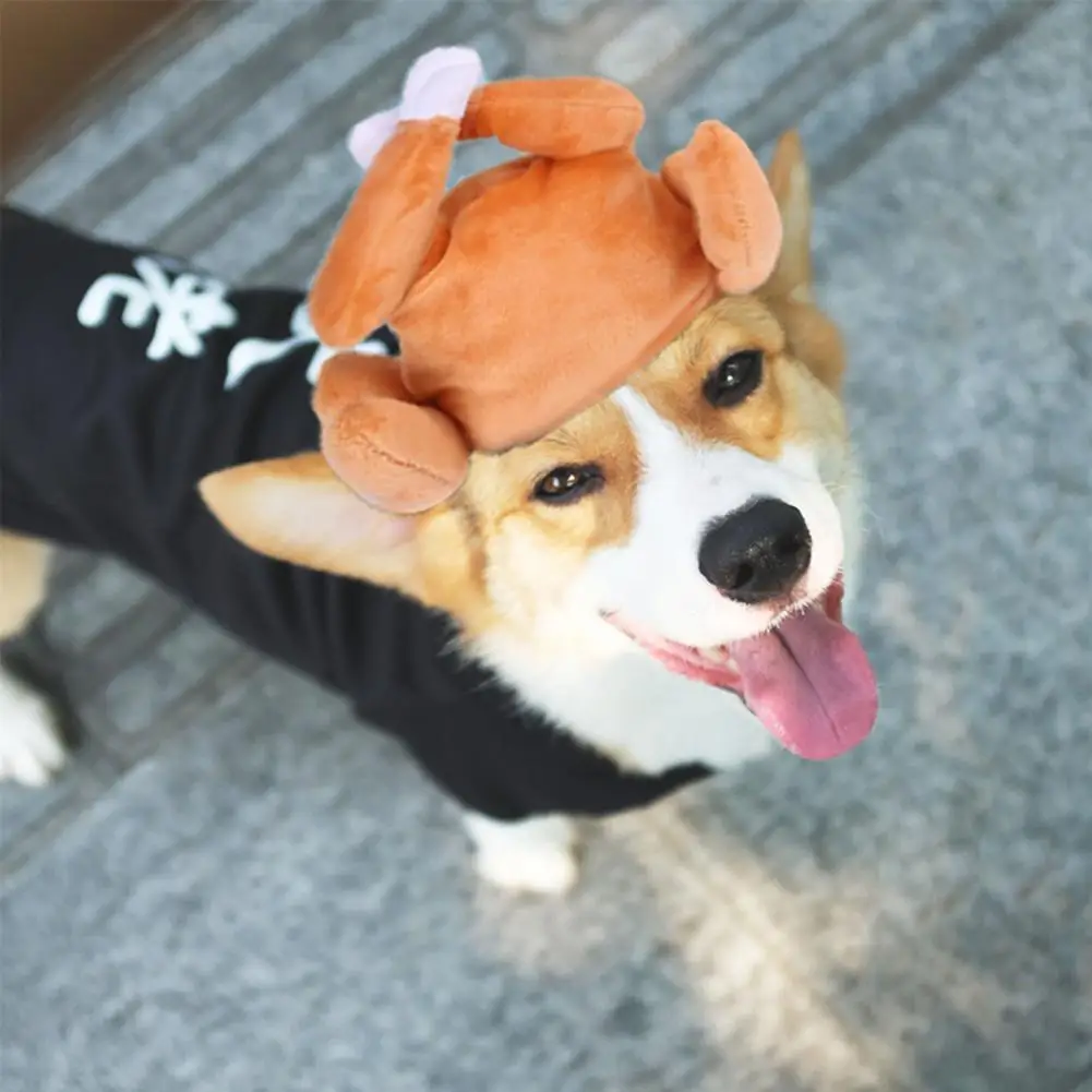 
Yellow Plush Kitten Headwear Decorative Cute Thanksgiving Pet Chicken Plush Hat For Cat Cute Small Simulation Decoration 