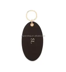 Handmade custom logo round key chain leather keychain