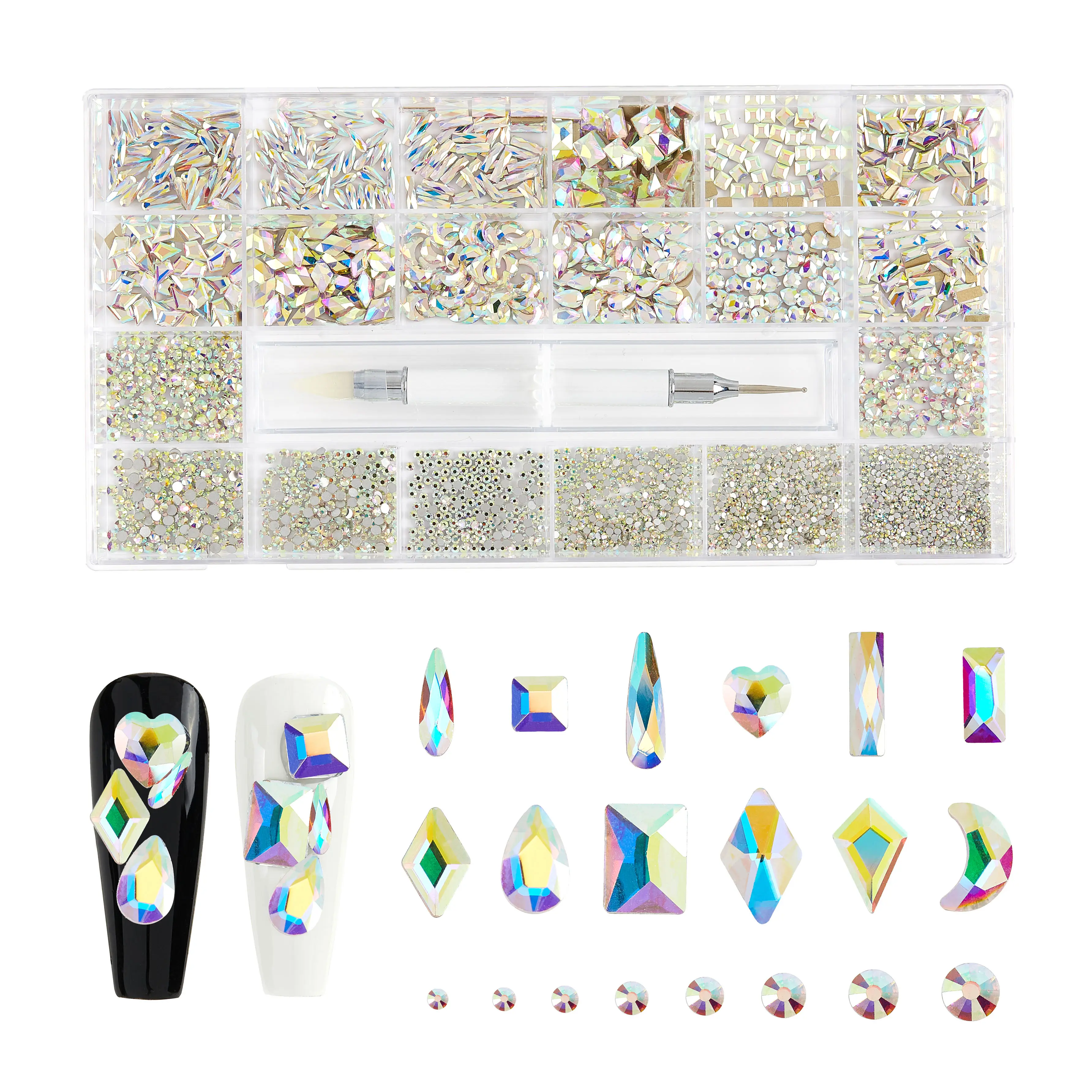 Best Design Crystal AB Flat Bottom Glass Shape Flatback Nail Art Fancy Rhinestone