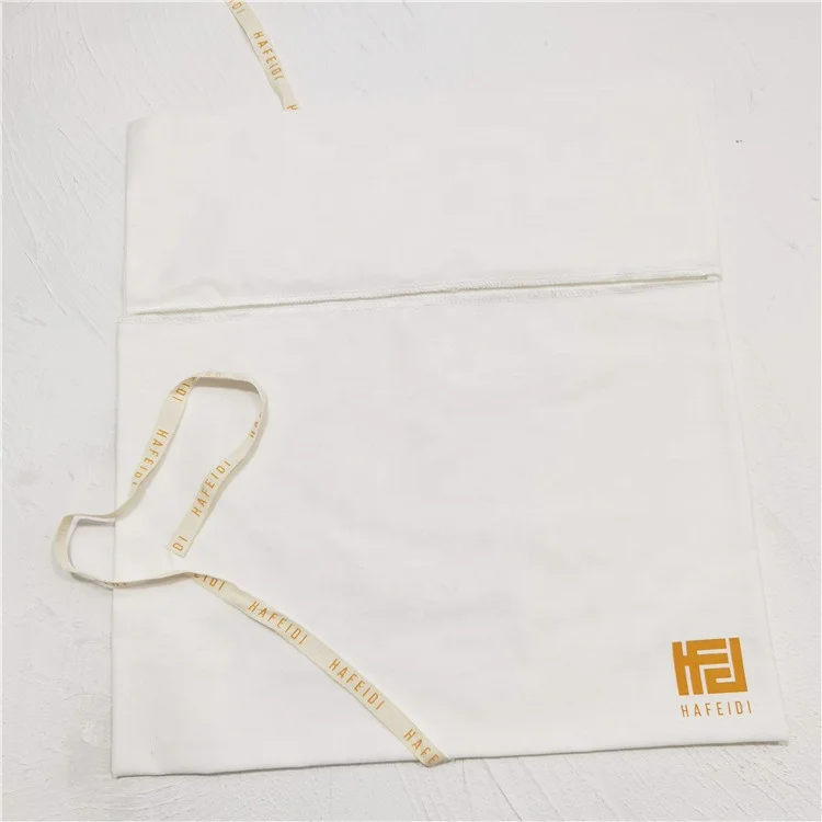 GOTS Organic Cotton Envelope Bags Fold over White Cotton Envelope Pouch Dust Clothes Pillow Pouch Bag With Cotton Bow