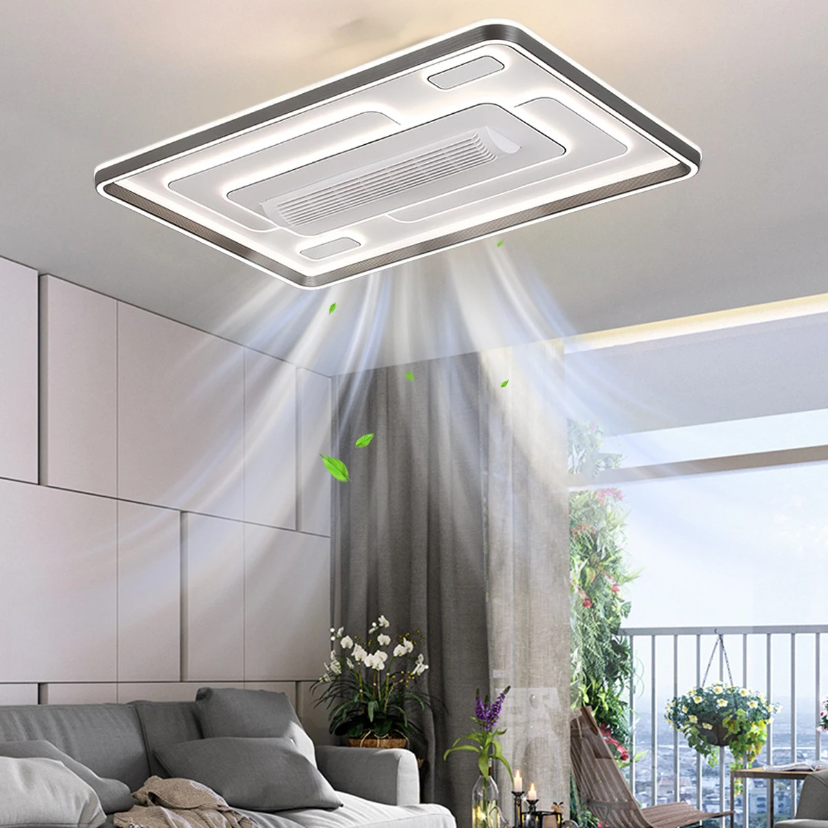 spectrum silent bladeless fan led rectangular living ceiling Restaurant room full house set light