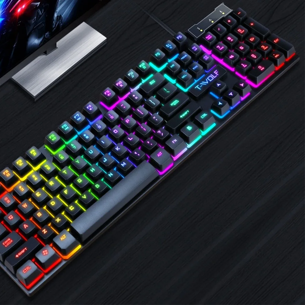 Wired Gaming RGB Keyboard Mechanical Feeling English Backlit RGB Keyboard For Gamer PC Laptop RGB Keyboard