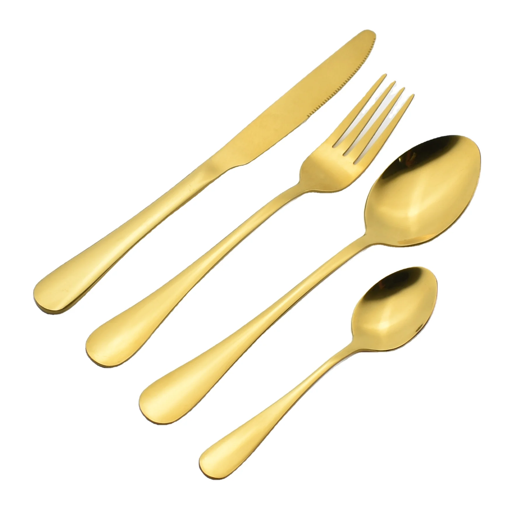 
Wholesale hot sale high quality cheap 1010 flatware custom food grade stainless steel hotel restaurant gold cutlery set 