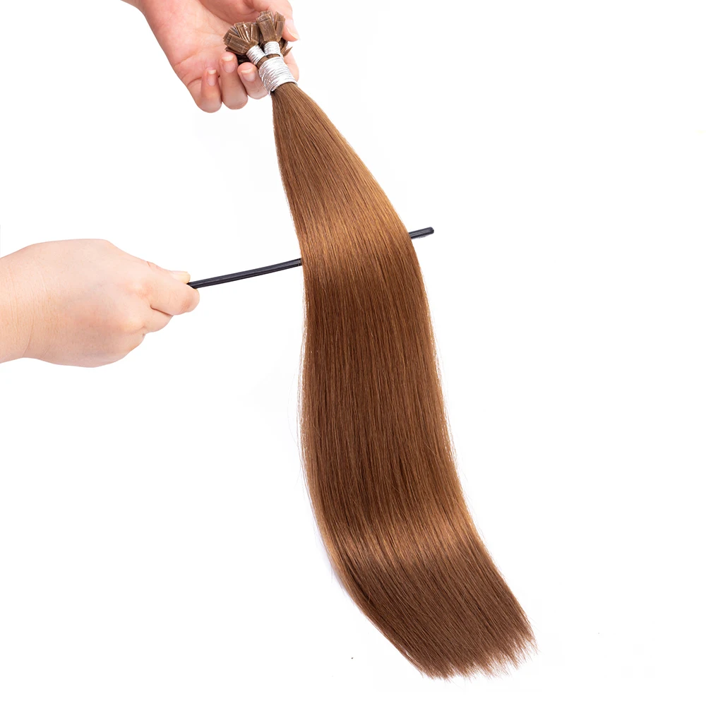 
Naturehere Top Grade Hair Russian Double Drawn Bone Straight Remy Human Hair Flat-tip Extensions 6# 