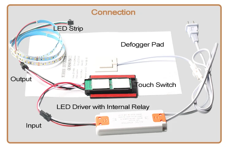 FICLUX Hotel Mirror Front Light 12V 5A Capacitive Touch On Off CCT Dimmable Sensor Antifog Switches
