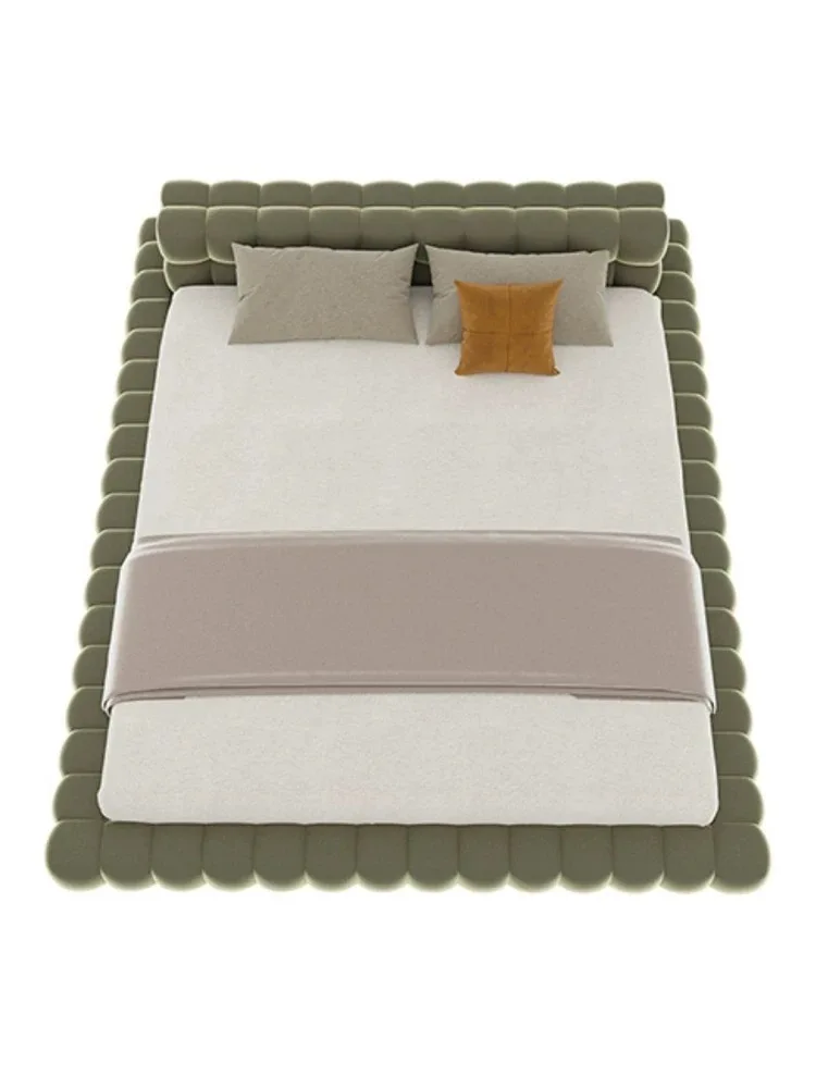 Italian Designer Creative Tatami Bed Contemporary Minimalist Cloth Double Bed for Master Bedroom Fabric Material