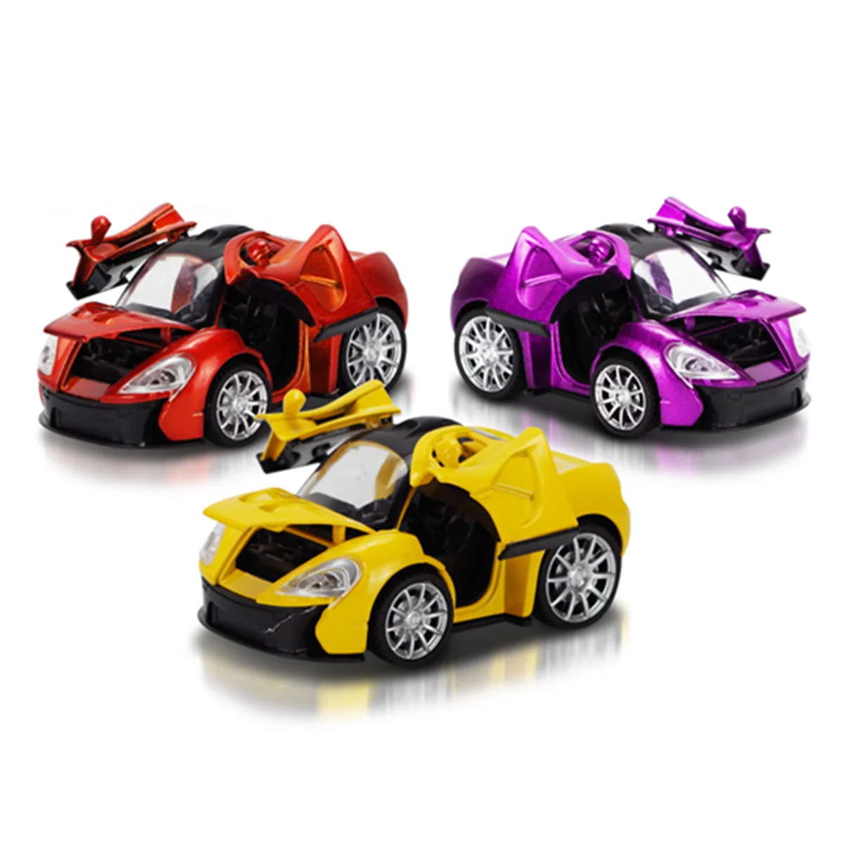 Car model 1:32 mini limousine alloy pull back 3 open door toy car music lights gesture sensor small car toys