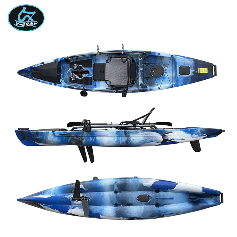 U-boat New Design 12ft wholesale canoes single fishing foot pedal canoe kayak with foldable fishing chair with motor