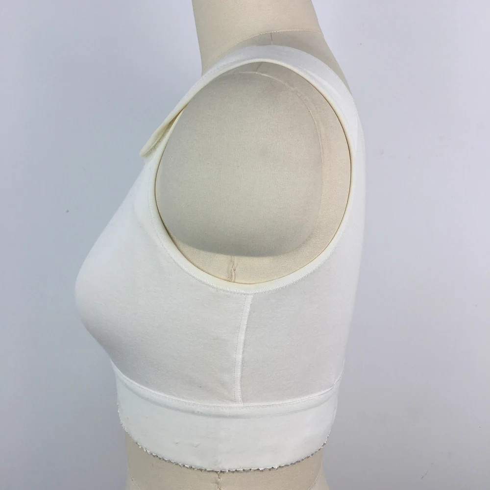 All day comfort wireless post surgical compression wear zipper front closure cotton spandex medical post op bra for women