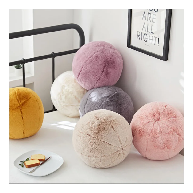 Multi color style custom plush round chair ball shaped cushion pillows round ball