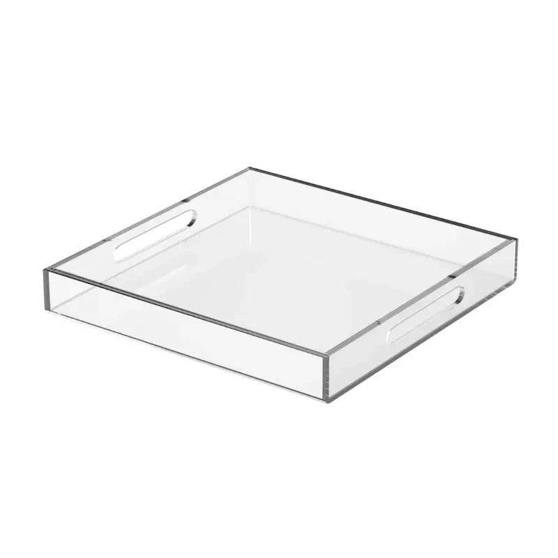Customized Acrylic Tray Hotel Service Tray Transparent Acrylic Fruit Tray with Handle
