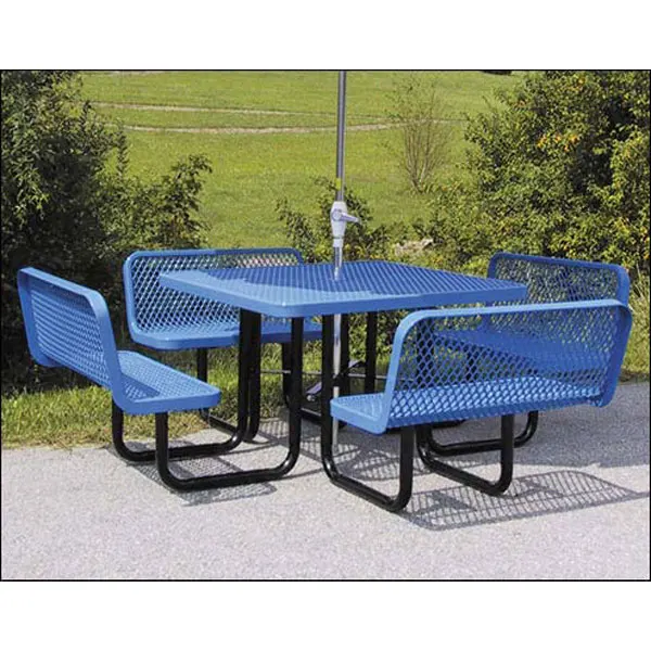 Wholesale garden furniture outdoor thermoplastic coating steel tables and chairs with parasol