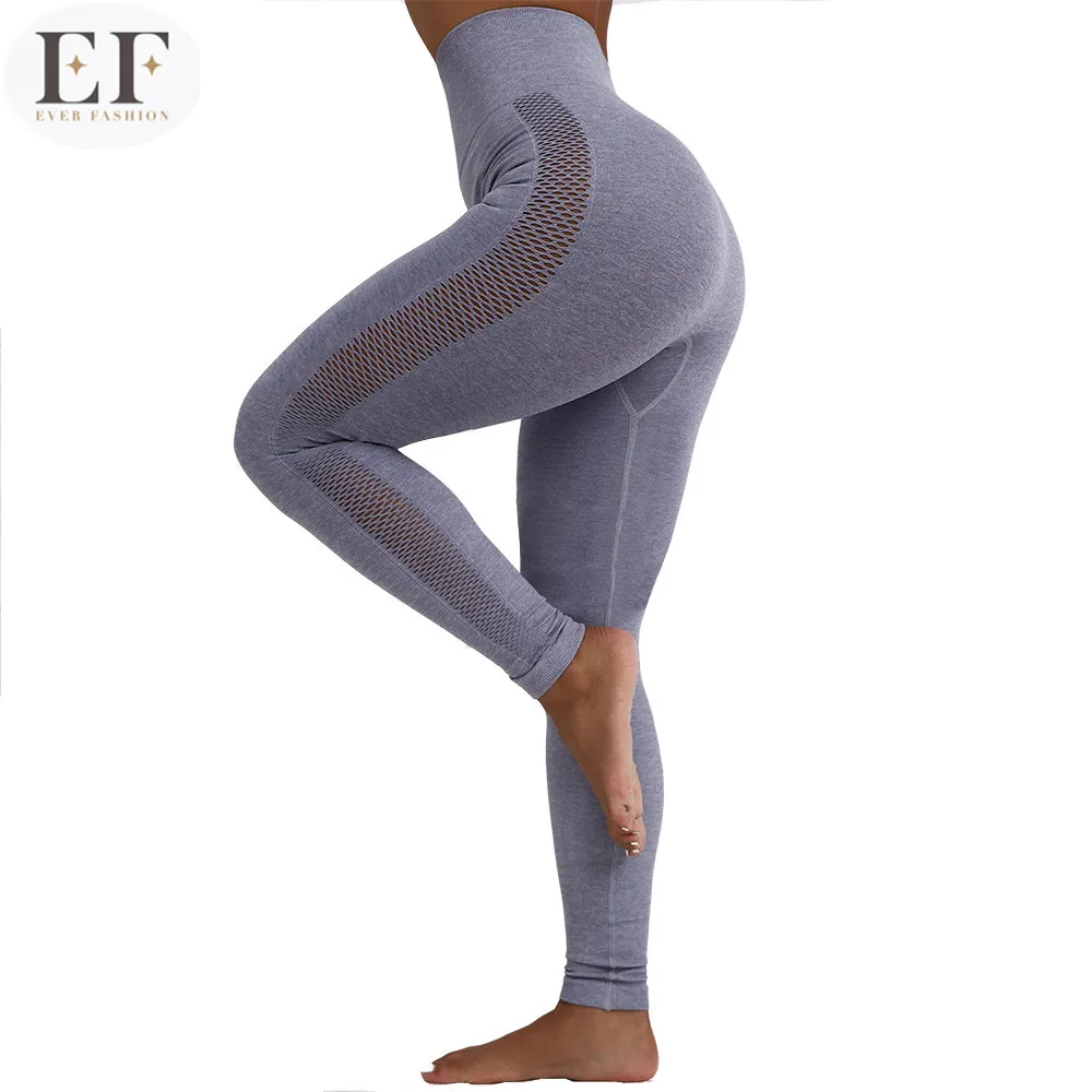 
Ever Fashion Plus Size Women High Waist Fitness Seamless Yoga Wear Long Sleeve Pants Leggings Yoga Gym Set 