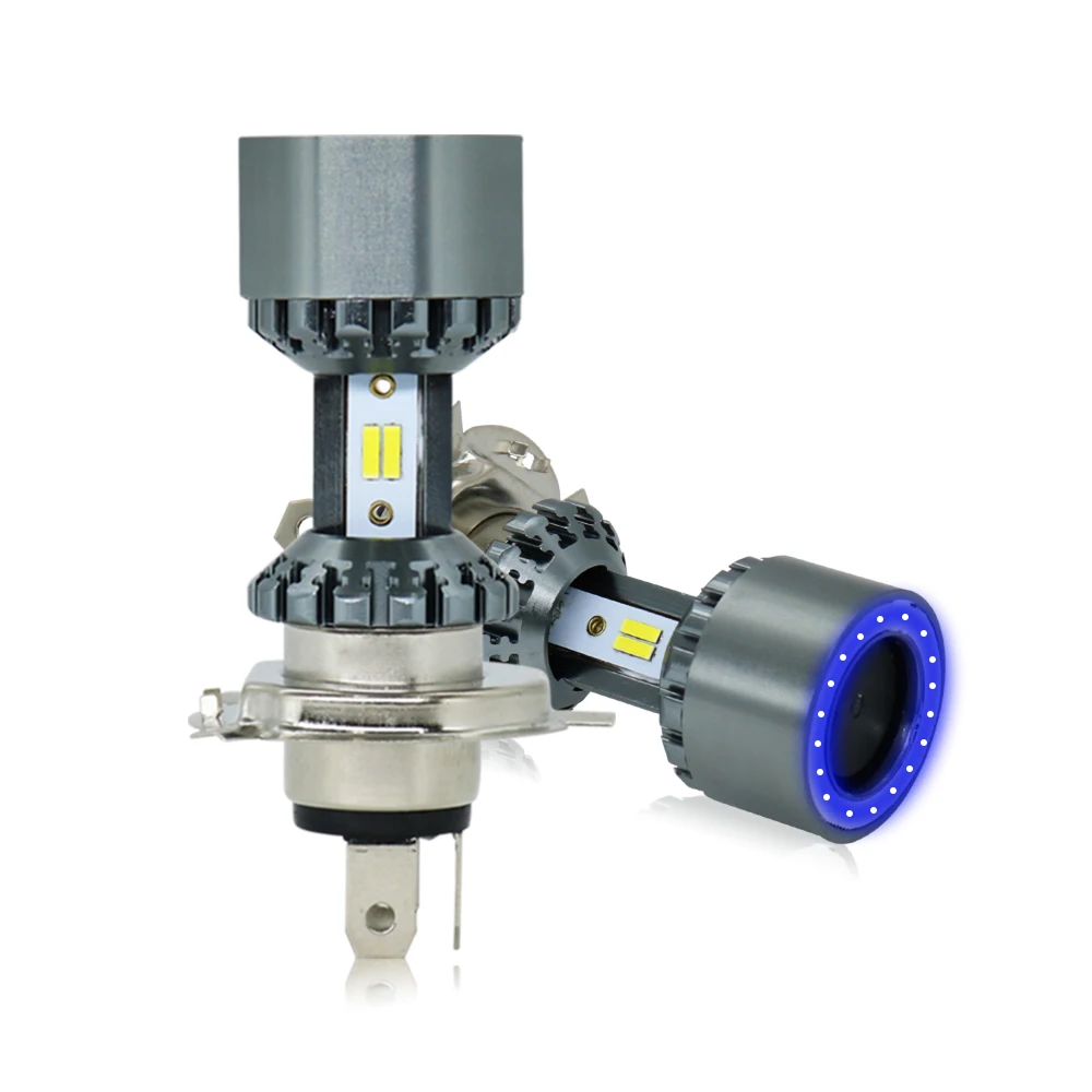 
High Bight Auto Projector DRL Driving Light White Car H4 Headlight Lights Bulbs Angel Eye Led H4 Motorcycle 