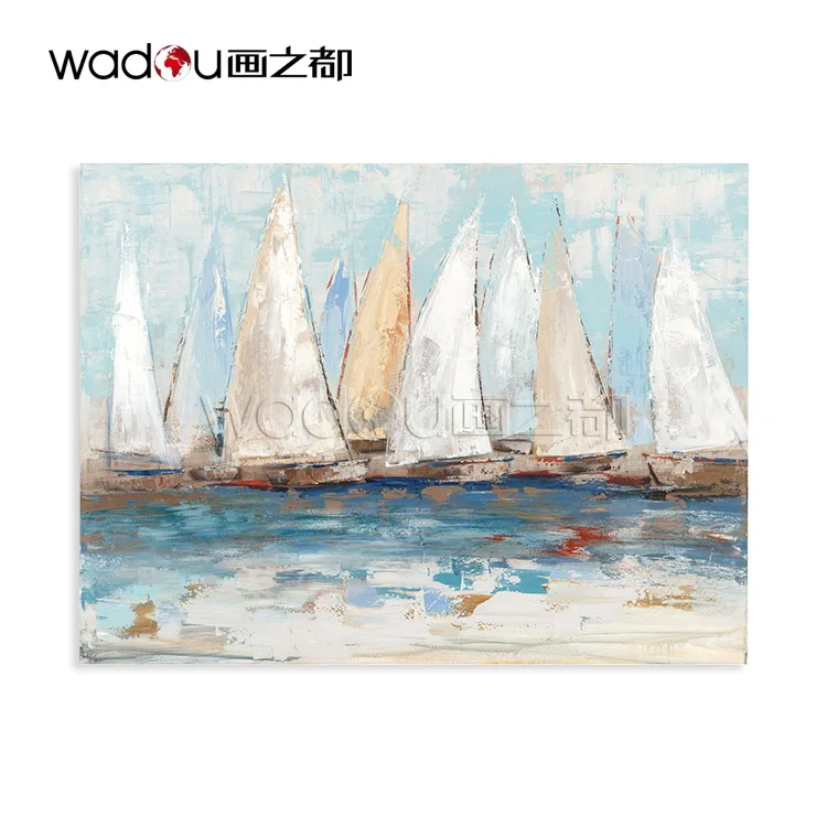 Top Selling Wholesale Landscape Wall Art Poster Hand Oil Paintings High Quality  Printing Sailing Boats On Canvas