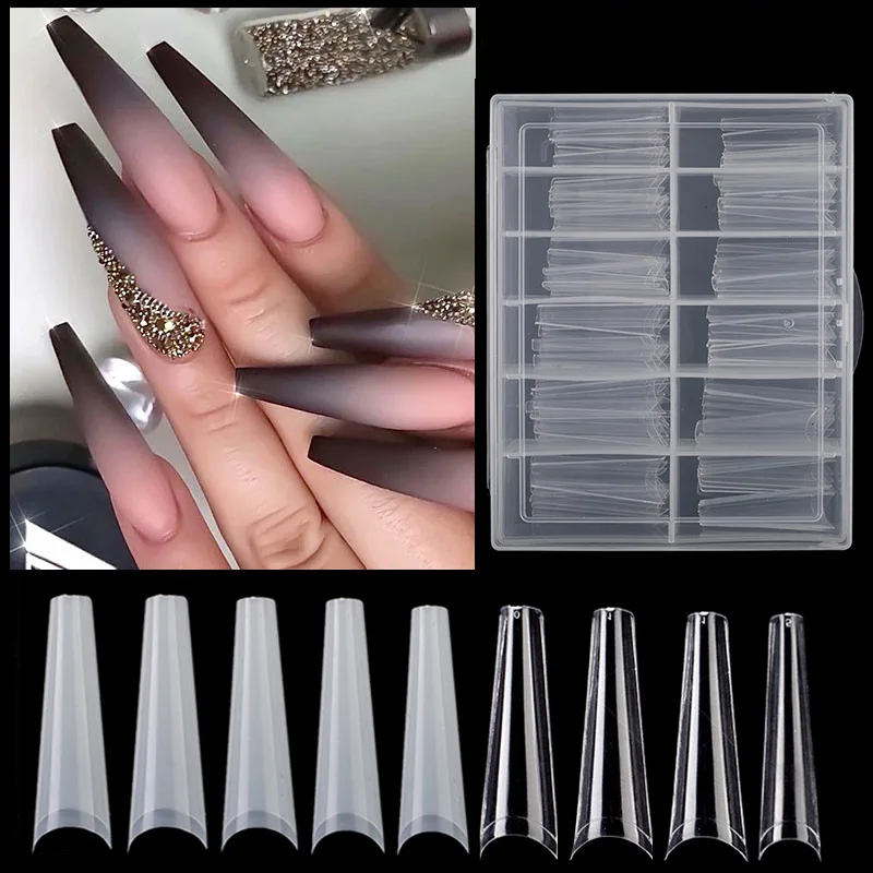 T-shape Transparent White Natural Color C Arc Half Shapes coffin and stiletto  nail tip