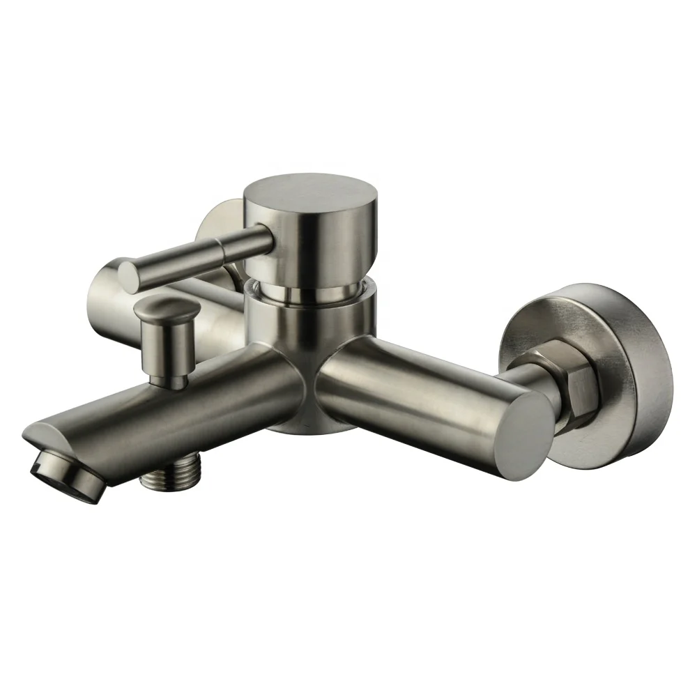 Chrome mixer wall mounted bathroom stainless steel body faucet