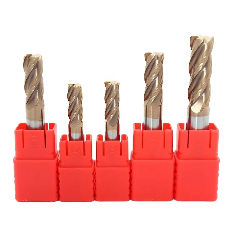 YRN D8x60mm Solid Carbide Endmill 4 Flutes HRC55 Corner Radius End Mill Manufacture