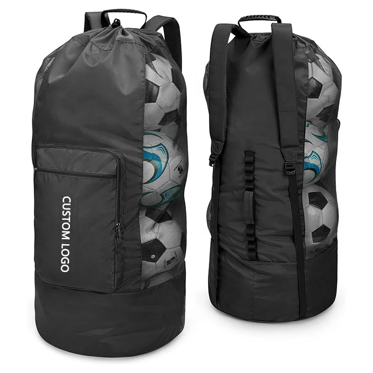 Heavy Duty Extra Large Mesh Sports Bag Volleyball Football Sack Soccer Ball Drawstring Backpack Bag For Toy Swimming Gear