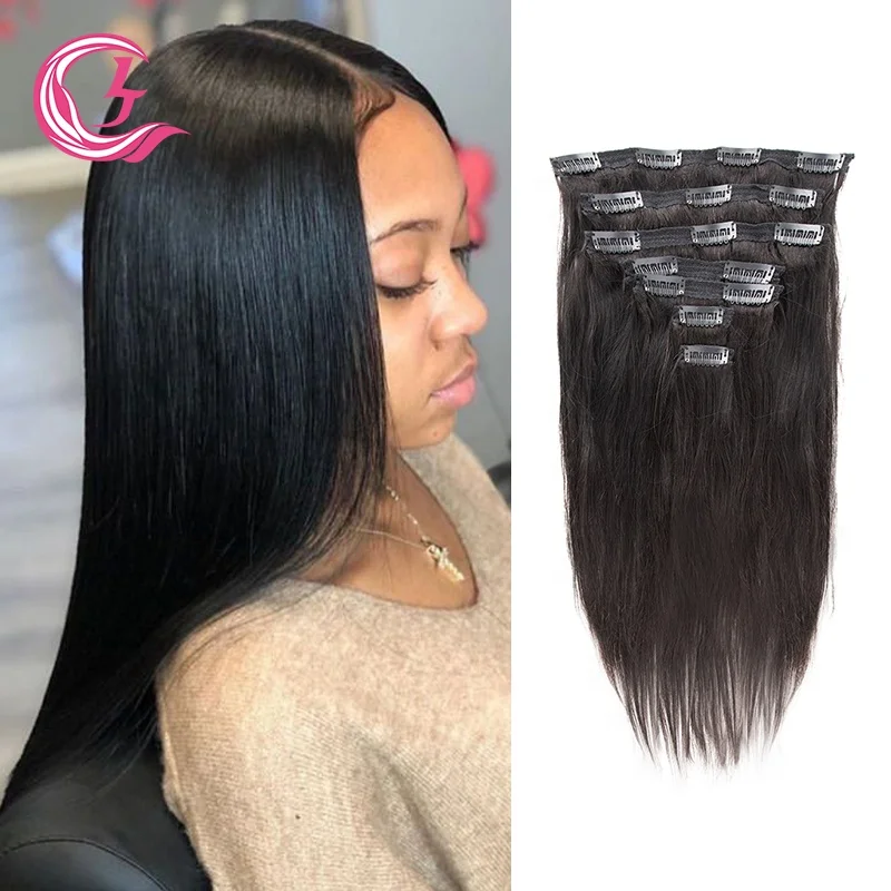 Clj Hot Selling Perruque 30 Pouce 10A Grade India Clip In Human Hair Extension For Small Heads