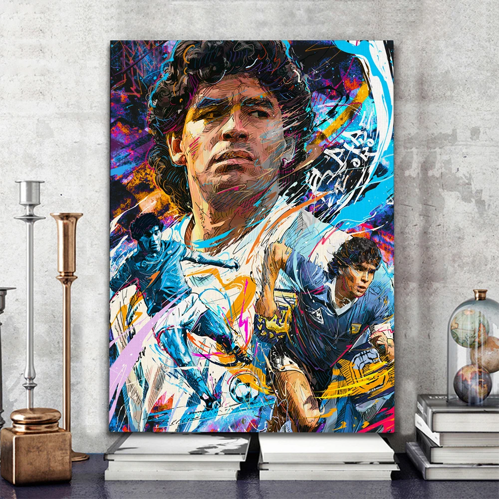 Diego Maradona Football Poster Canvas Comics Printed Sports Decoration Painting Home Wall Living Study Room Child Room Bedroom