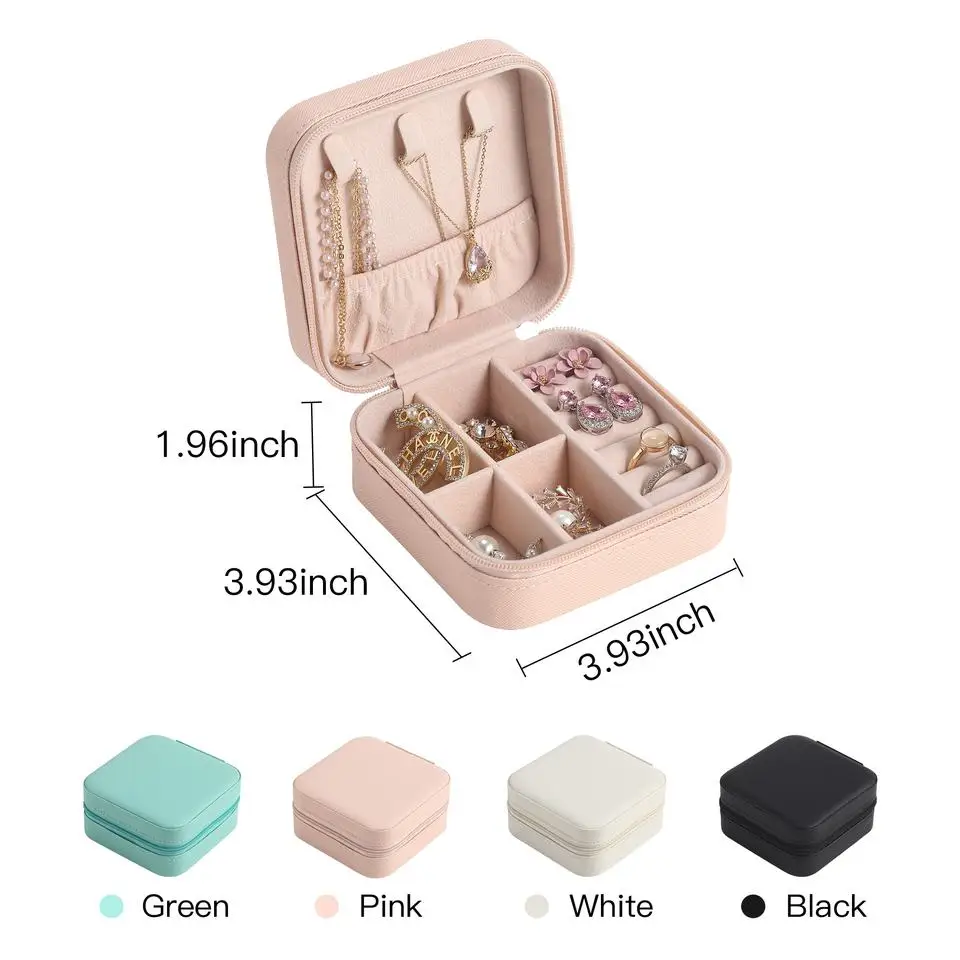 Wholesale Custom Logo Joyeros Pu Leather Portable Small Jewelry Case Travel Jewellery Boxes For Jewelry Ring Necklace Organizer