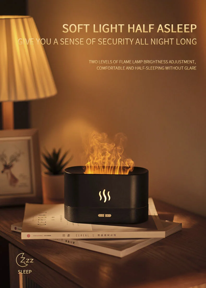 Trending Products Portable Essential Oil Flame Aroma Diffuser Desktop Aromatherapy Machine  Air Humidifier