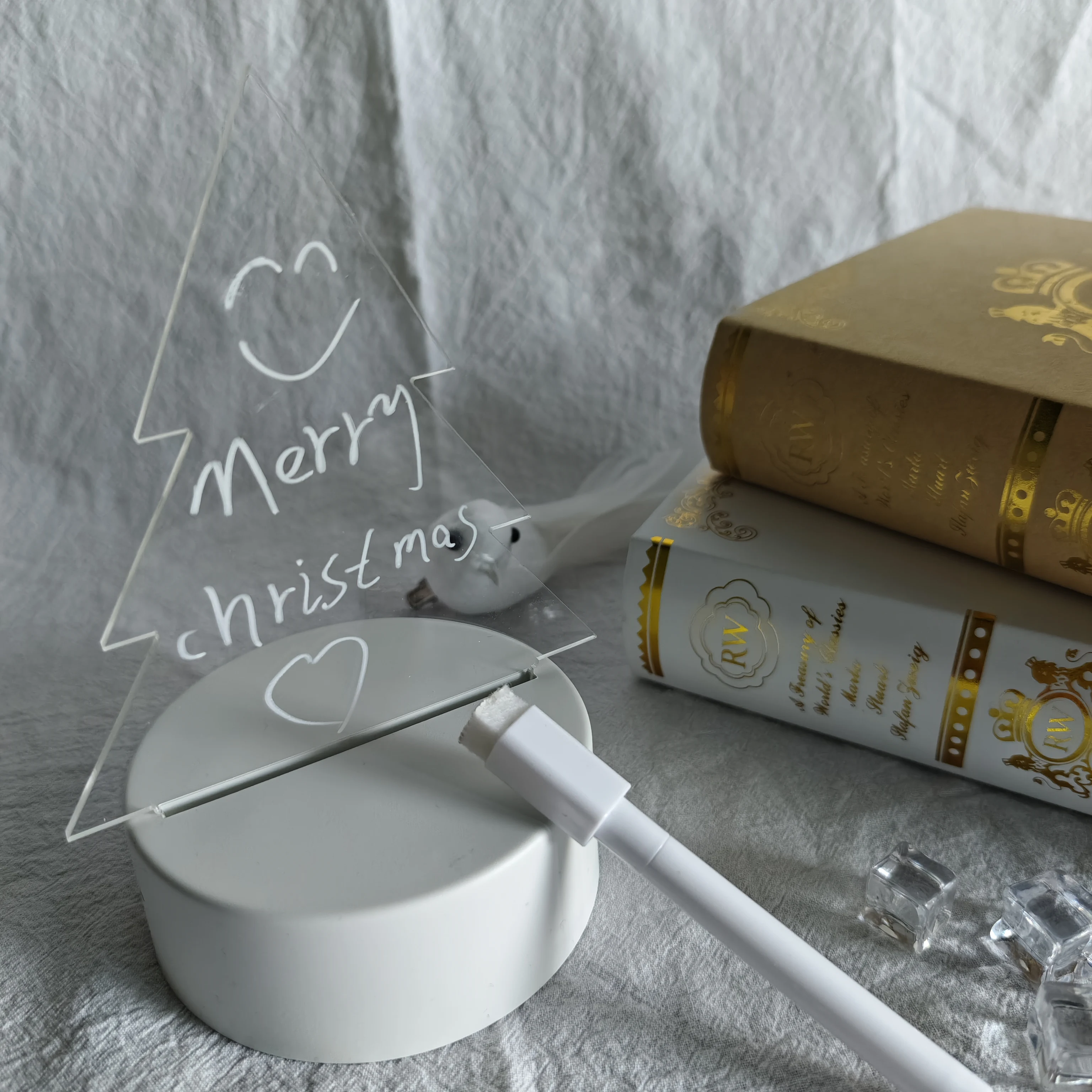 Boce Erasable creative high transparent acrylic Diy rgb led holiday gift glow 3d memo notepad nightlight