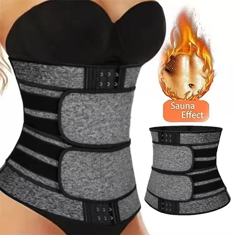 Private Label Weight Lose Body Control Shaper 2 Belts Strap Slimming Tummy Trimmer Band Sauna Sweat Waist Trainer