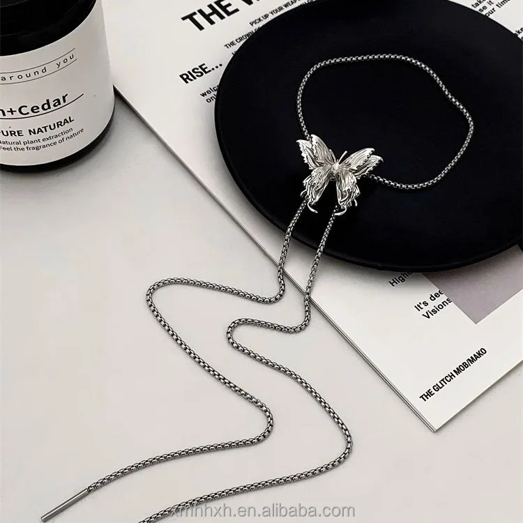 Temperament Fashion Butterfly Tassel Choker Necklaces For Women Girls Light Extravagant Animal Clavicle Chain Jewelry