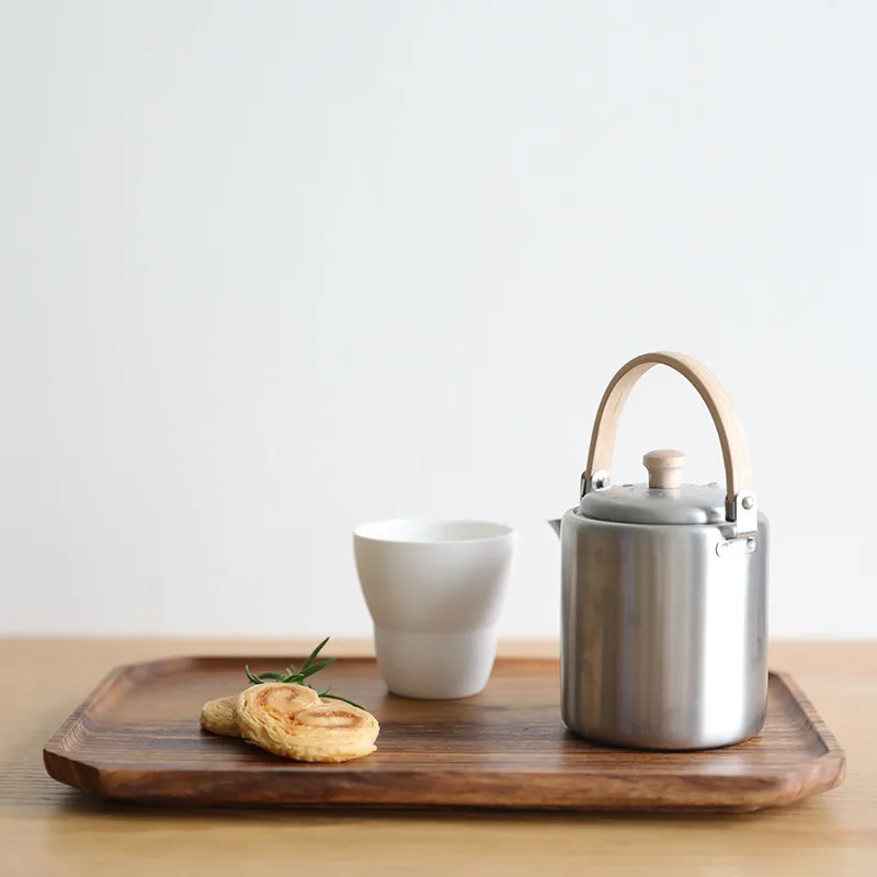 
Acacia flat bottom tea plate with snack plate restaurant wooden tray fruit plate 