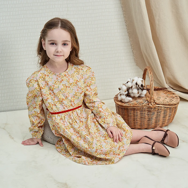 2020 Spring and Summer floral 100% cotton flared baby kid clothing dresses for girl