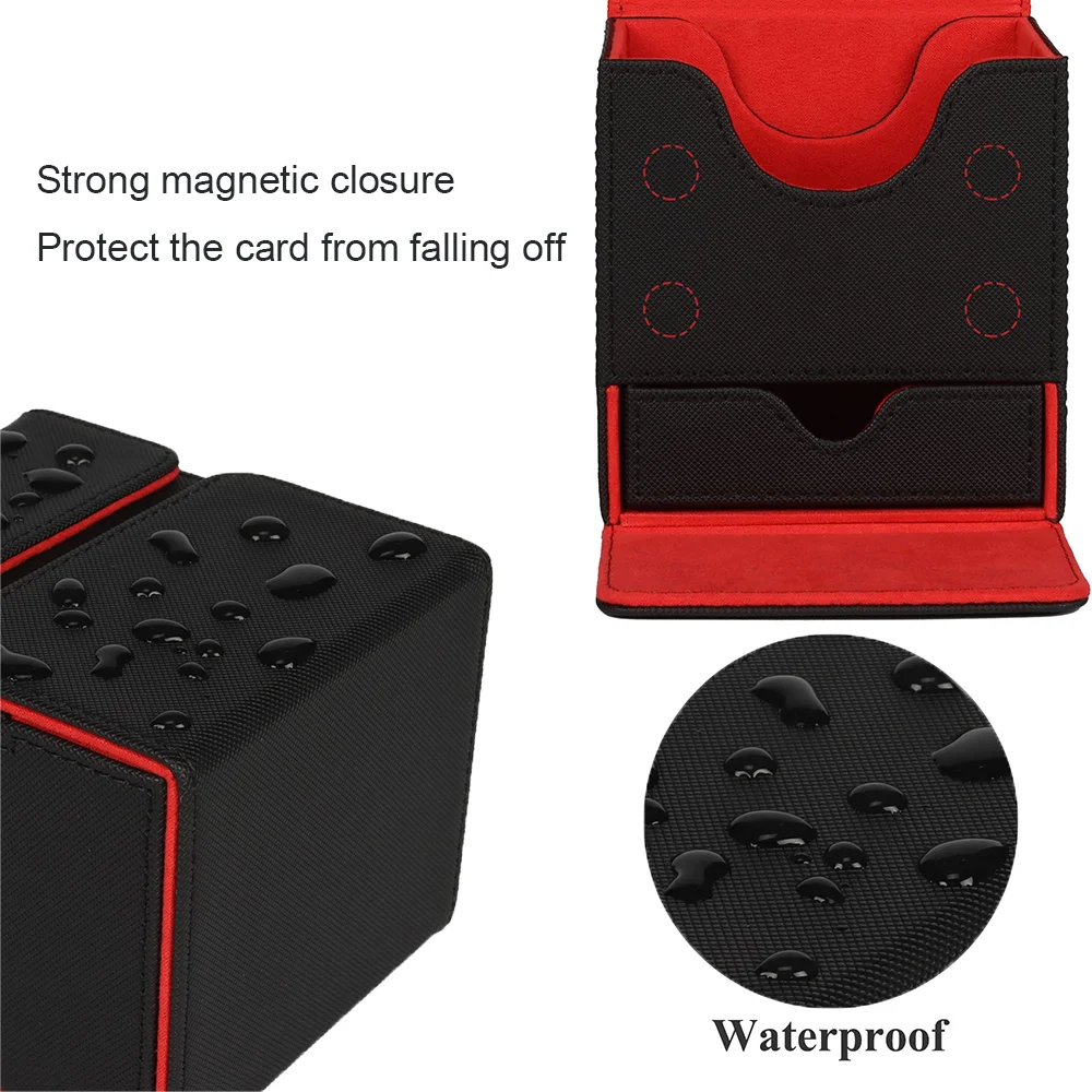 2 in 1 Card Deck Box for MTG Commander Decks Leather Deck Card Case for TCG Cards  with Magic Locking