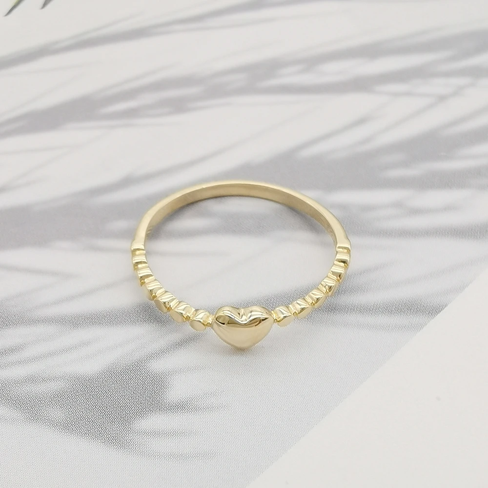  Модное тонкое кольцо дешевое 14K желтое золото в форме сердца простое карат маленькое ТВЕРДОЕ Золотое обручальное оптовая