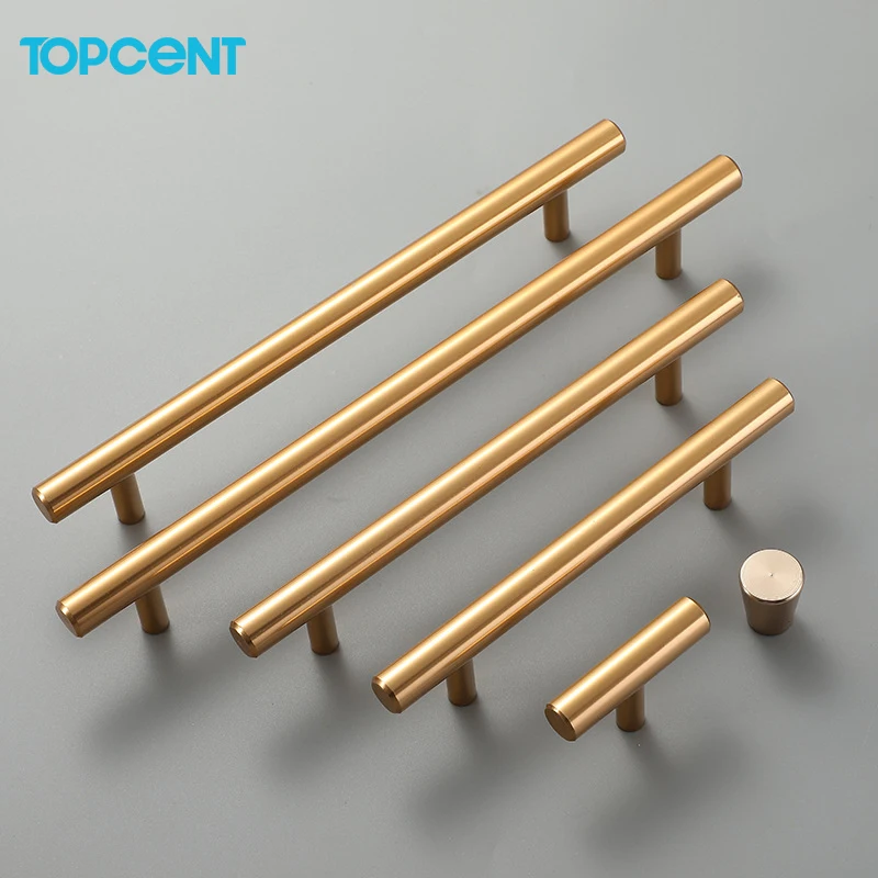 Topcent Modern Stainless Steel Handles Brushed Nickel Gold Black Furniture Pulls Kitchen Cabinet Stainless Steel Handles