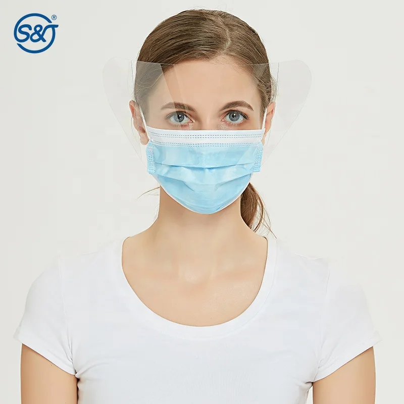 SJ Anti-Fog Transparent Pet Plastic Full Face Protection Face Shields Protective Facemask with Shield Visor